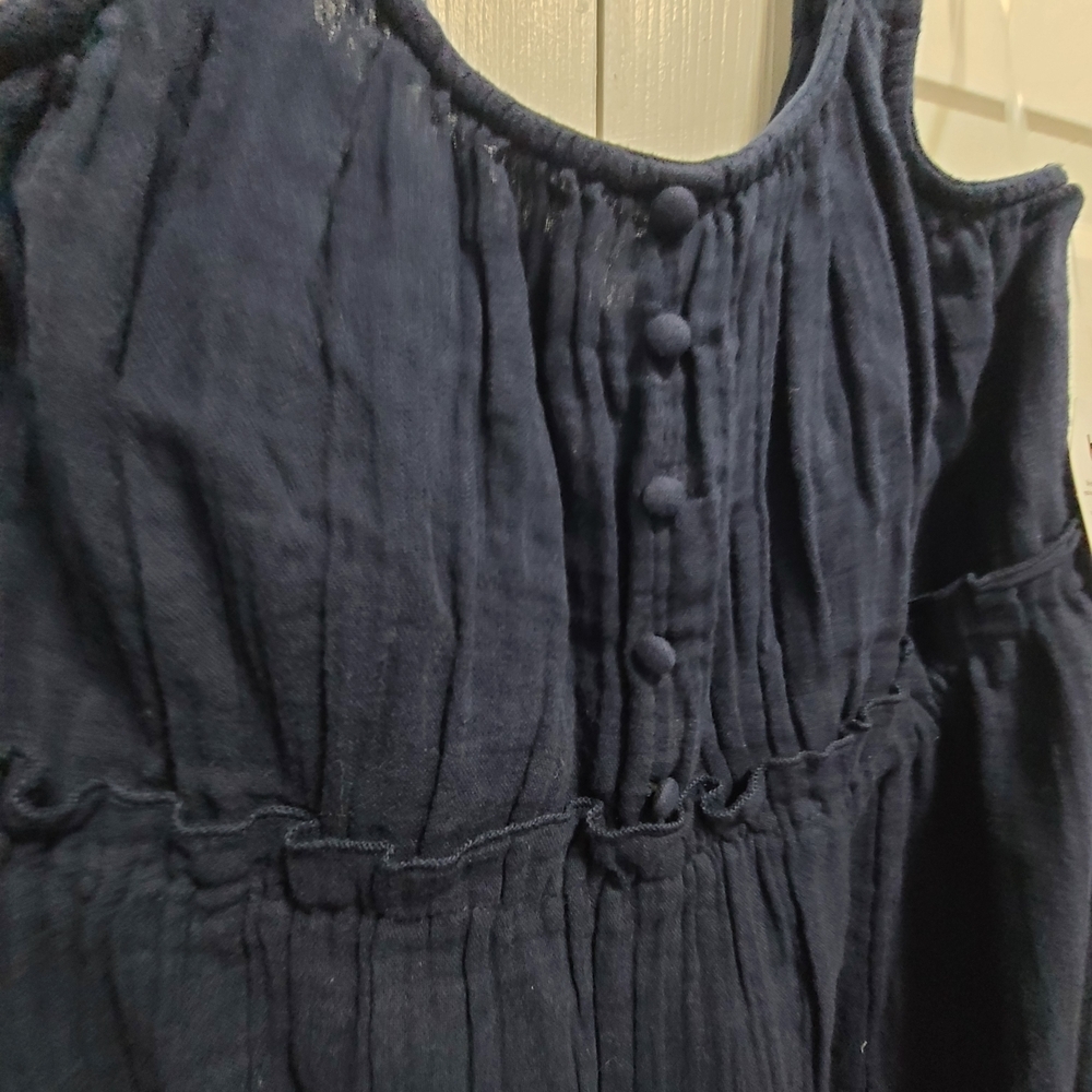Time and Tru Deep Blue Cotton‎ Midi Tiered Dress NWT